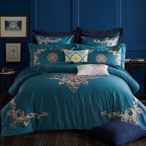 gold and teal comforter set